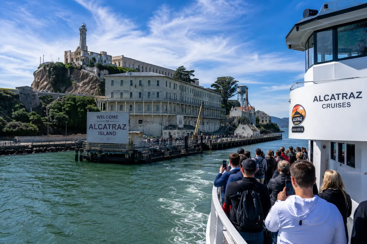 Alcatraz ferry and arrival