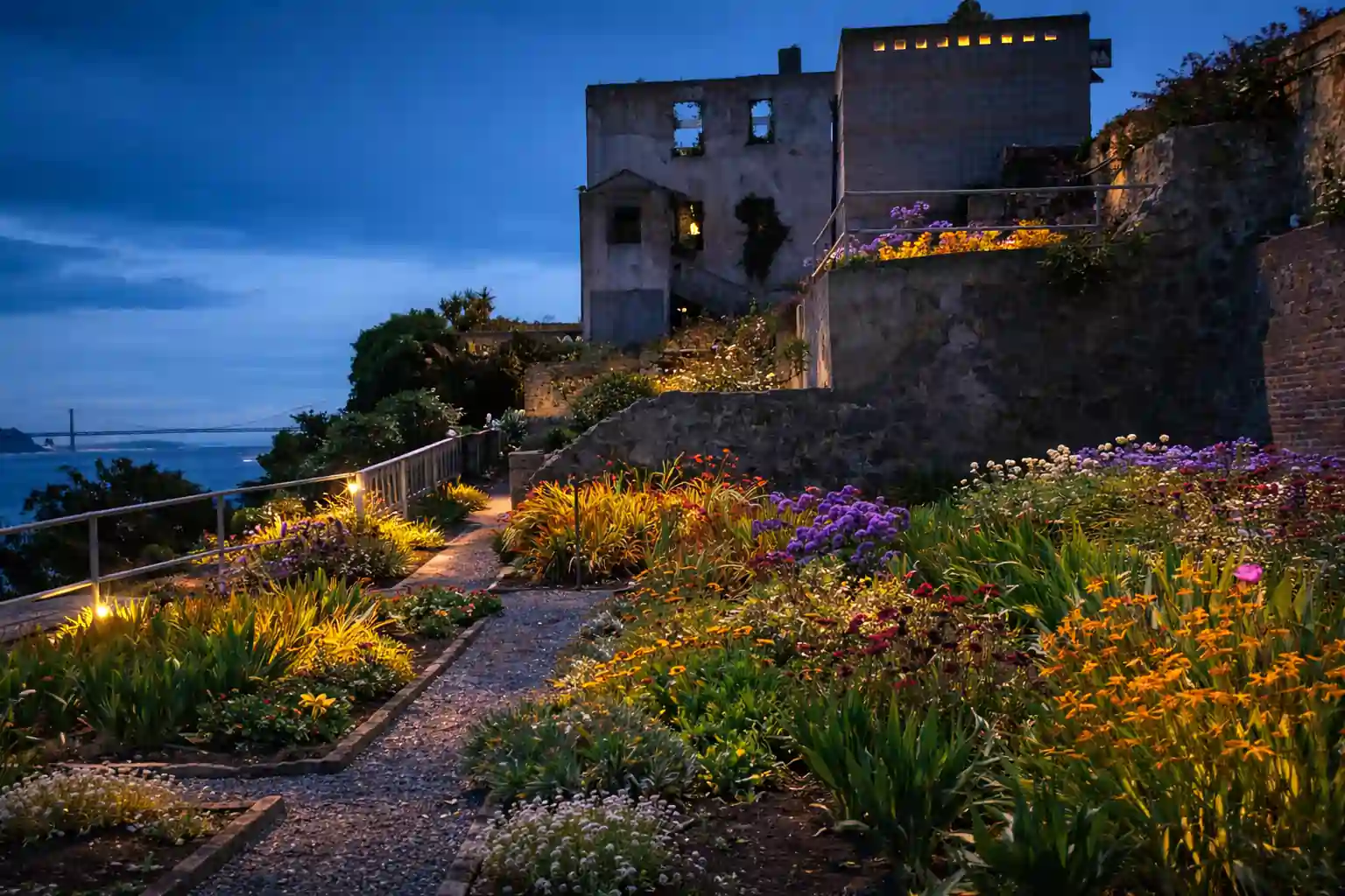 exploring the gardens after dark